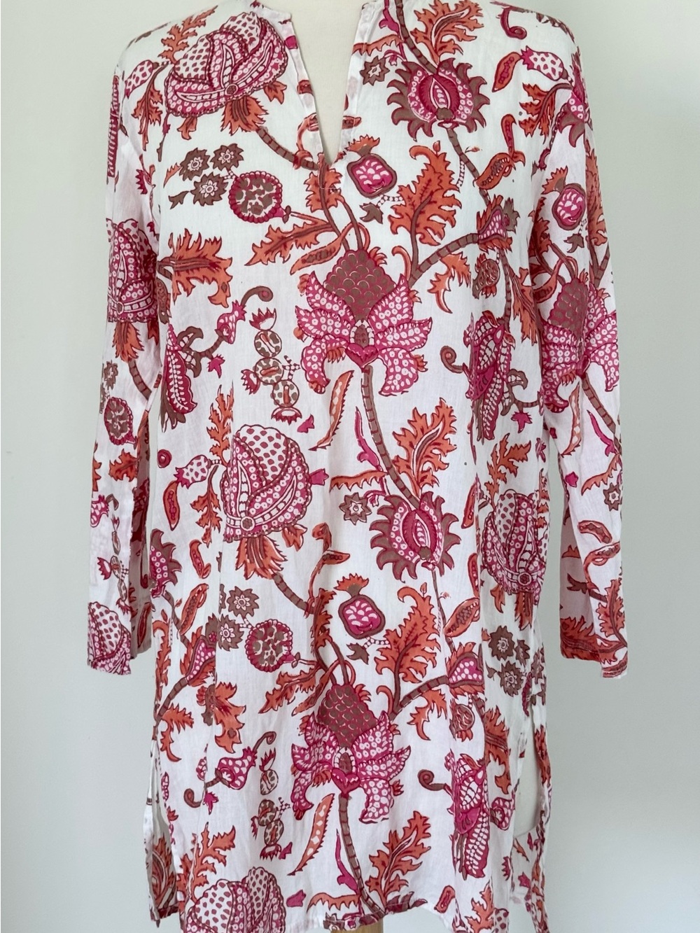 Roberta Roller Rabbit Amanda Kurta Tunic Top - Pink Paisley - Size Small